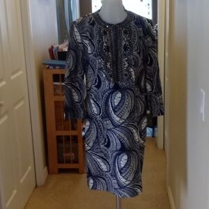 Like new Tory Burch blue and white abstract print tunic dress size 8